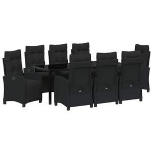 vidaXL Tr&auml;dg&aring;rdsm&ouml;belset med kudde 9 pcs Svart konstrotting