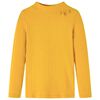 T-shirt med l&aring;nga &auml;rmar f&ouml;r barn ribbstickad m&ouml;rk ockra 128