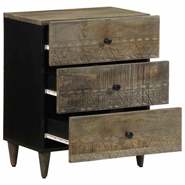 vidaXL Sängbord ljusgrått 50x33x60 cm massivt trä mango