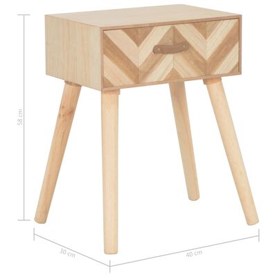 vidaXL Sängbord med låda 44x30x58 cm massivt trä