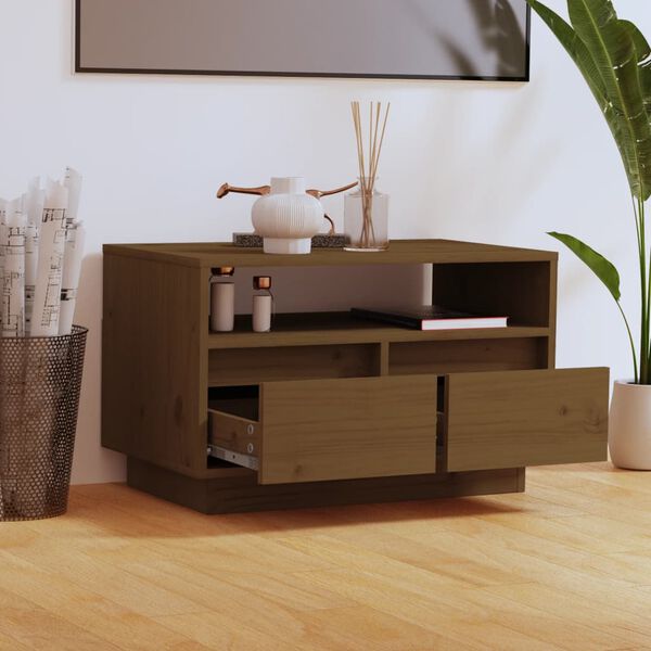 vidaXL Tv-bänk honungsbrun 60x35x37 cm massiv furu