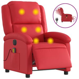 vidaXL Elektrisk massagef&aring;t&ouml;lj r&ouml;d konstl&auml;der