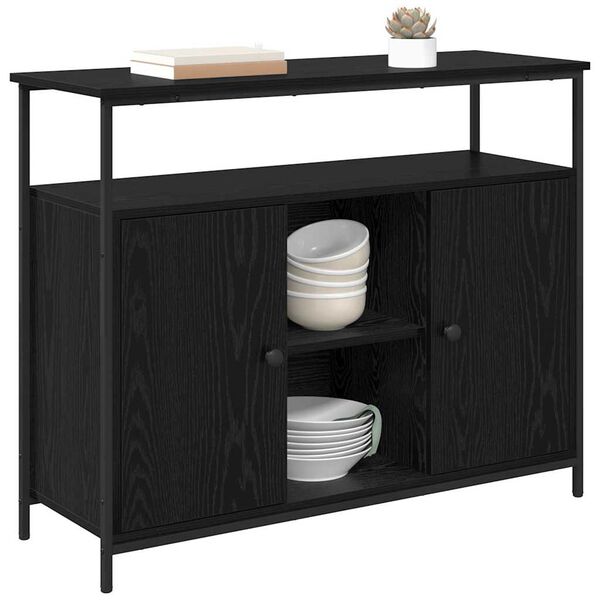 vidaXL Sideboard Svart Ek 100 x 35 x 80 cm Konstruerat tr&auml;