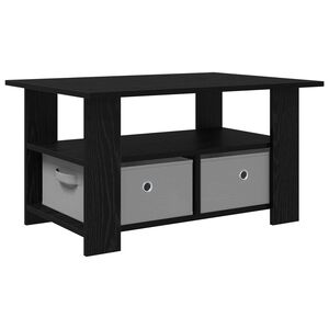 vidaXL Kaffeebord med l&aring;da Svart Ek 77 x 55 x 42 cm Konstruerat tr&auml;