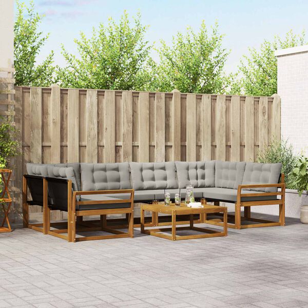 vidaXL Utomhussoffset med kudde 7 pcs Naturlig och Ljus Gr&aring;