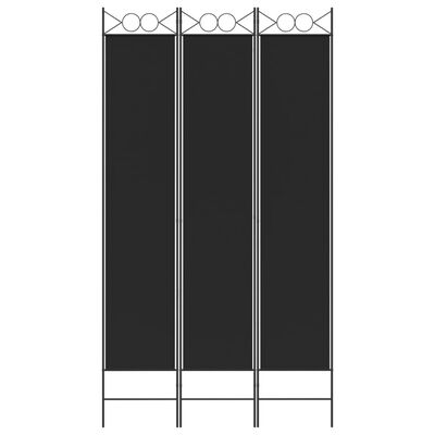 vidaXL Rumsavdelare 3 paneler 120x220 cm svart tyg