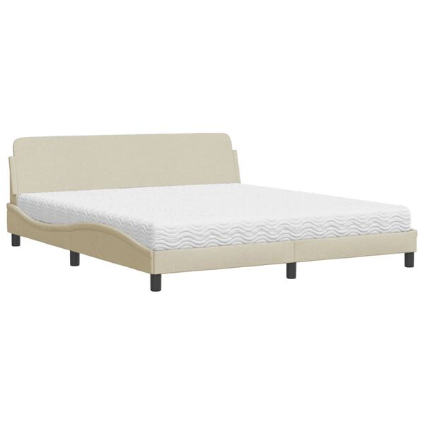 vidaXL Bed with Mattress "Dover" Cream 180x200 cm Fabric