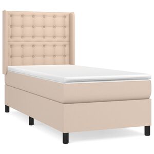 vidaXL Rams&auml;ng med b&auml;ddmadrass cappuccino 80x200 cm konstl&auml;der