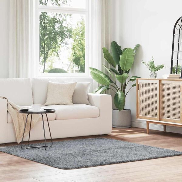 vidaXL Ryamatta med l&aring;ng lugg NAVARRA ljusgr&aring; 160x160 cm polyester