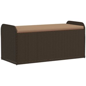vidaXL F&ouml;rvaringsb&auml;nk med dyna brun 115x51x52 cm konstrotting