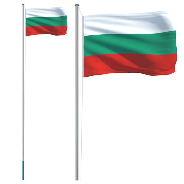 vidaXL Bulgariens flagga med flaggst&aring;ng 6,23 m aluminium