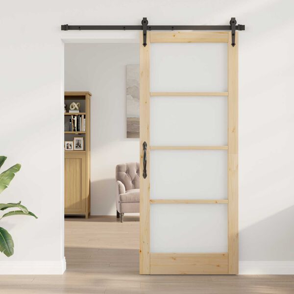 vidaXL Skjutd&ouml;rr ORKDAL Naturf&auml;rg 86 x 211 cm Massivt talltr&auml; och glas
