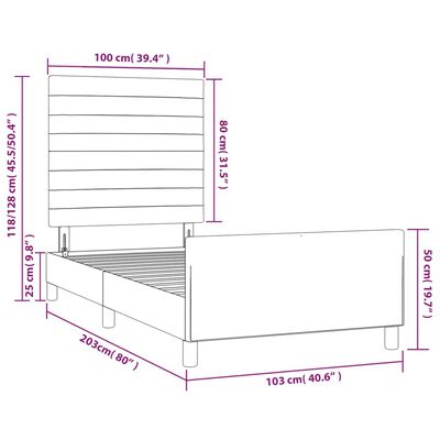 vidaXL Sängram med huvudgavel ljusgrå 100x200 cm tyg