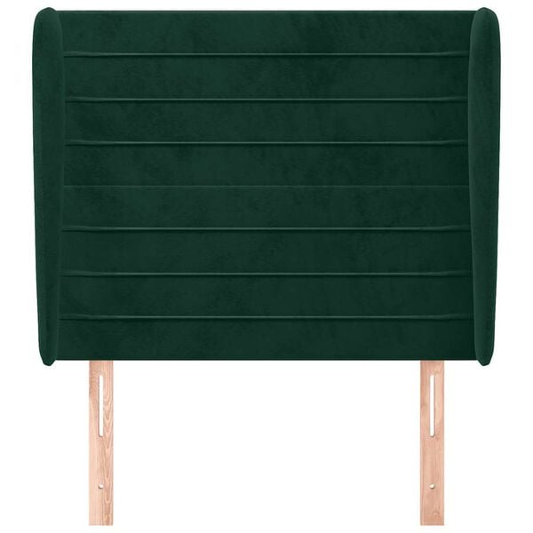 vidaXL S&auml;nggavel med kanter m&ouml;rkgr&ouml;n 103x23x118/128 cm sammet