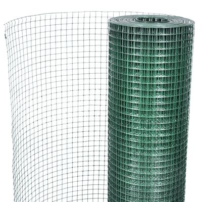 vidaXL Hönsnät galvaniserat stål 1x25 m grön