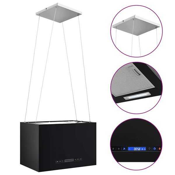 vidaXL Hängande köksfläkt touchsensor LCD 55 cm pulverlackerat stål