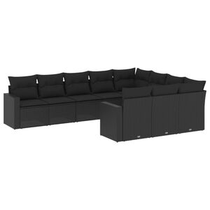 vidaXL Loungegrupp 10 delar med svarta dynor konstrotting