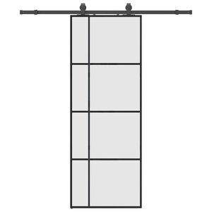 vidaXL Skjutd&ouml;rr med beslag svart 76x205 cm ESG-glas