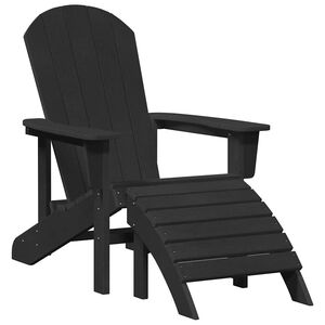 vidaXL Adirondackstol med kudde Svart 74 x 82 x 92cm HDPE