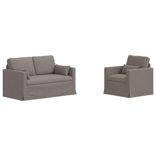 vidaXL Soffa 120cm 2 pcs Taupe Metall