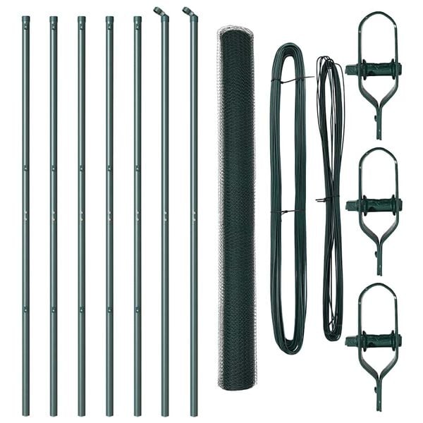 vidaXL Staket med stolpar Gr&ouml;n 1.6 x 10 m PVC-belagd st&aring;l