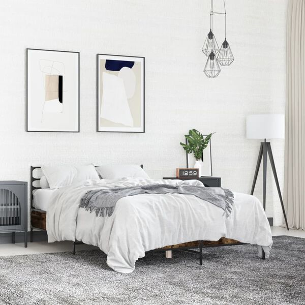 vidaXL S&auml;ngram r&ouml;kf&auml;rgad ek 120x190 cm konstruerat tr&auml; och metall