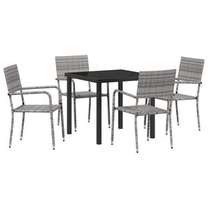 vidaXL Trädgårdsmöbelset 5 pcs Grå Poly rattan