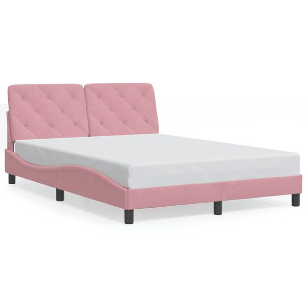 vidaXL Bed Frame without Mattress Pink 140x200 cm Velvet