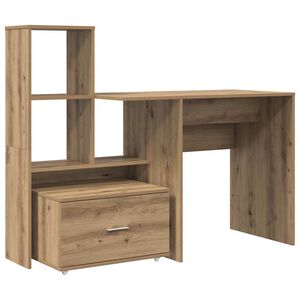 vidaXL Skrivbord Artisan Ek Konstruerat tr&auml; 131,5 x 50 x 106,5 cm