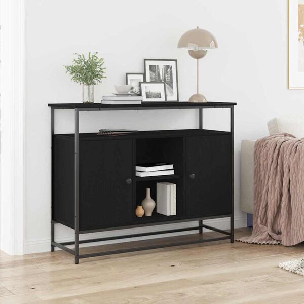 vidaXL Sideboard Svart Ek 100 x 35 x 80 cm Konstruerat tr&auml;