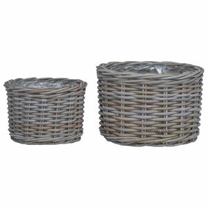 vidaXL Planteringskorg med lagring 2 pcs Gr&aring; Kubu Rattan