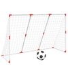 vidaXL Barnfotbollsm&aring;l med bollar 2-i-1 vit 184x64x124 cm