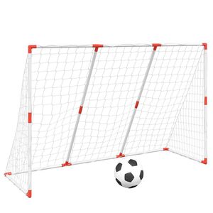 vidaXL Barnfotbollsm&aring;l med bollar 2-i-1 vit 184x64x124 cm