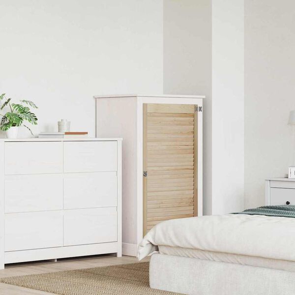 vidaXL Sk&aring;pd&ouml;rr med d&ouml;rr Naturf&auml;rg 110 x 2,1 x 59,5 cm Massiv furu