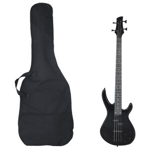 vidaXL Elektrisk basgitarr f&ouml;r nyb&ouml;rjare med v&auml;ska svart 4/4 46"