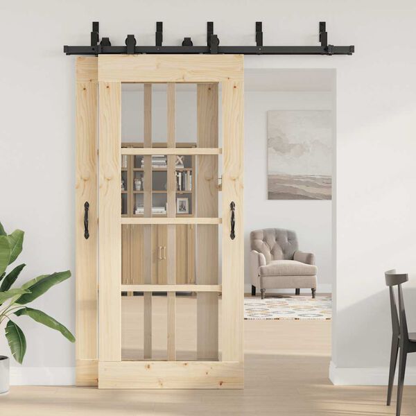 vidaXL Skjutd&ouml;rrsbeslag 183 cm st&aring;l svart