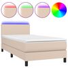 vidaXL Rams&auml;ng med b&auml;ddmadrass & LED cappuccino 90x200 cm konstl&auml;der