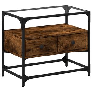 vidaXL Tv-b&auml;nk med glasskiva r&ouml;kf&auml;rgad ek 60x35x51 cm konstruerat tr&auml;