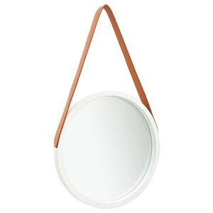 vidaXL V&auml;ggspegel med rem 40 cm vit