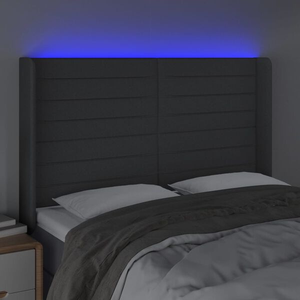 vidaXL S&auml;nggavel LED m&ouml;rkgr&aring; 147x16x118/128 cm tyg