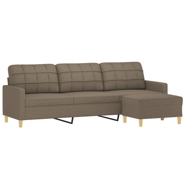 vidaXL 3-sitssoffa med fotpall Taupe 210 cm tyg