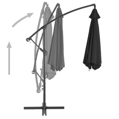 vidaXL Frihängande parasoll med aluminiumstång 300 cm svart