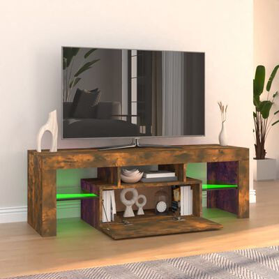 vidaXL Tv-bänk med LED-belysning rökfärgad ek 120x35x40 cm