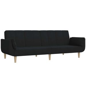 vidaXL B&auml;ddsoffa 2-sits med tv&aring; kuddar svart tyg