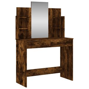 vidaXL Sminkbord med spegel r&ouml;kf&auml;rgad ek 96x39x142 cm
