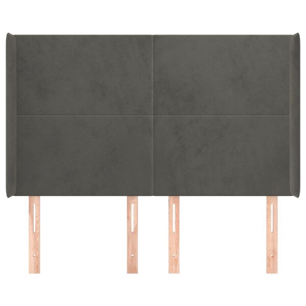 vidaXL S&auml;nggavel med kanter m&ouml;rkgr&aring; 147x16x118/128 cm sammet