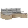 vidaXL Soffset 6 st 6-Antal sittplatser Beige och Ljusgr&aring; konstrotting