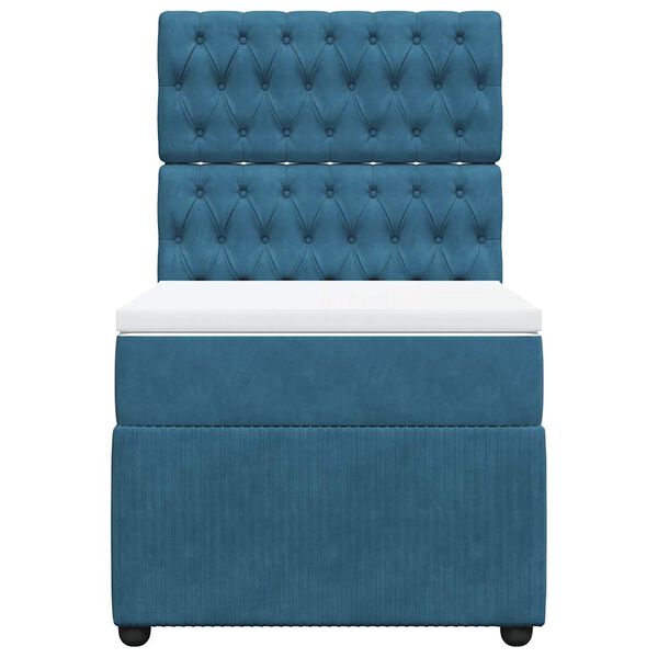 vidaXL Rams&auml;ng med madrass m&ouml;rkbl&aring; 100x200 cm sammet