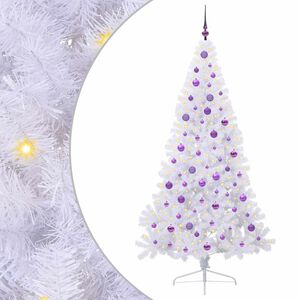 vidaXL Konstgjord julgran med 300 LED-lampor Vit 210 cm PVC och st&aring;l