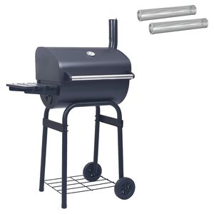 vidaXL Kolgrill 75 x 48 x 120 cm Pulverlackerat st&aring;l och Plast Silver